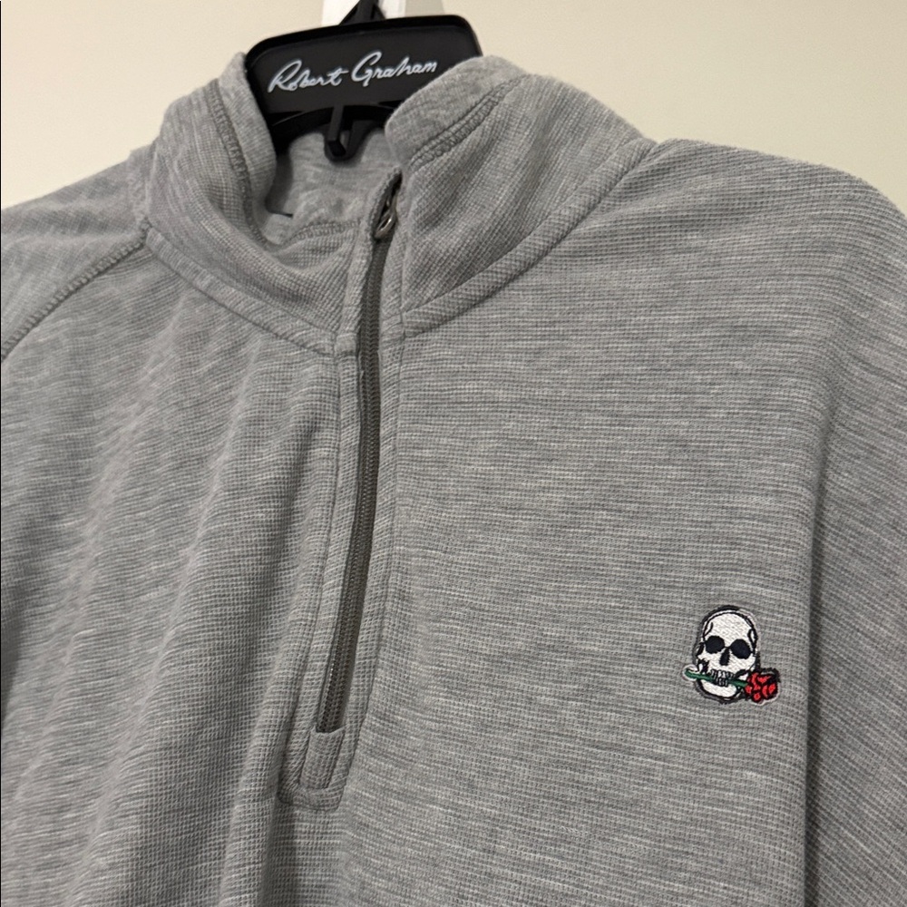 Robert Graham Light Gray Pullover with Skull Embroidery